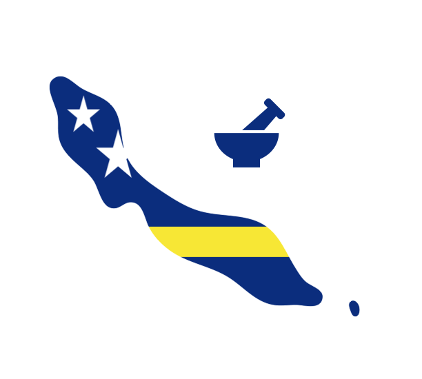 curacao map with pill, colored in there flag