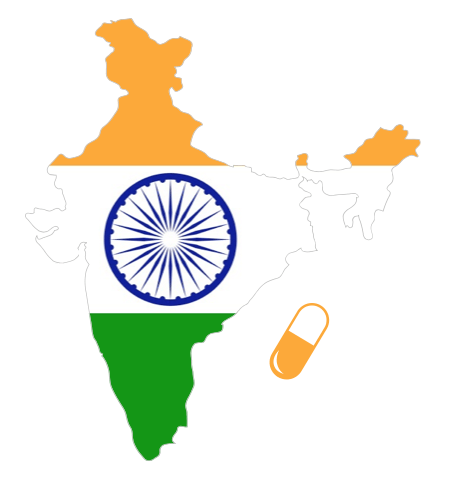 india map with pill, colored in there flag