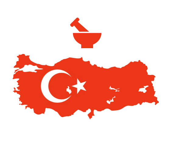 turkey map with pill, colored in there flag